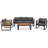 Large Size 4-Pieces Outdoor Furniture Sofa For 5 Person Conversation Set, Garden Sofa Set With Removable Cushion, Metal And Wood Frame Sofa Set, Thick Cushions, Acacia Wood Tabletop-1179526812