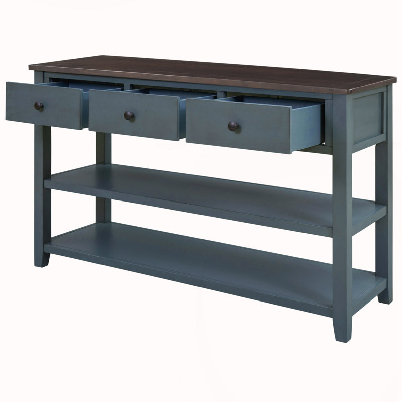 Console rétro avec deux tablettes ouvertes, Marine