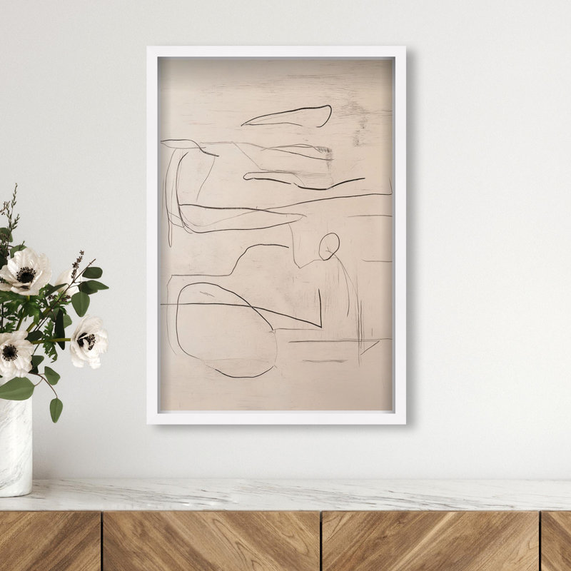 Oliver Gal Frenzied Strokes II Abstract - Luxury Shadowbox Framed Wall Art, 25.5" H x 17.5" W, White
