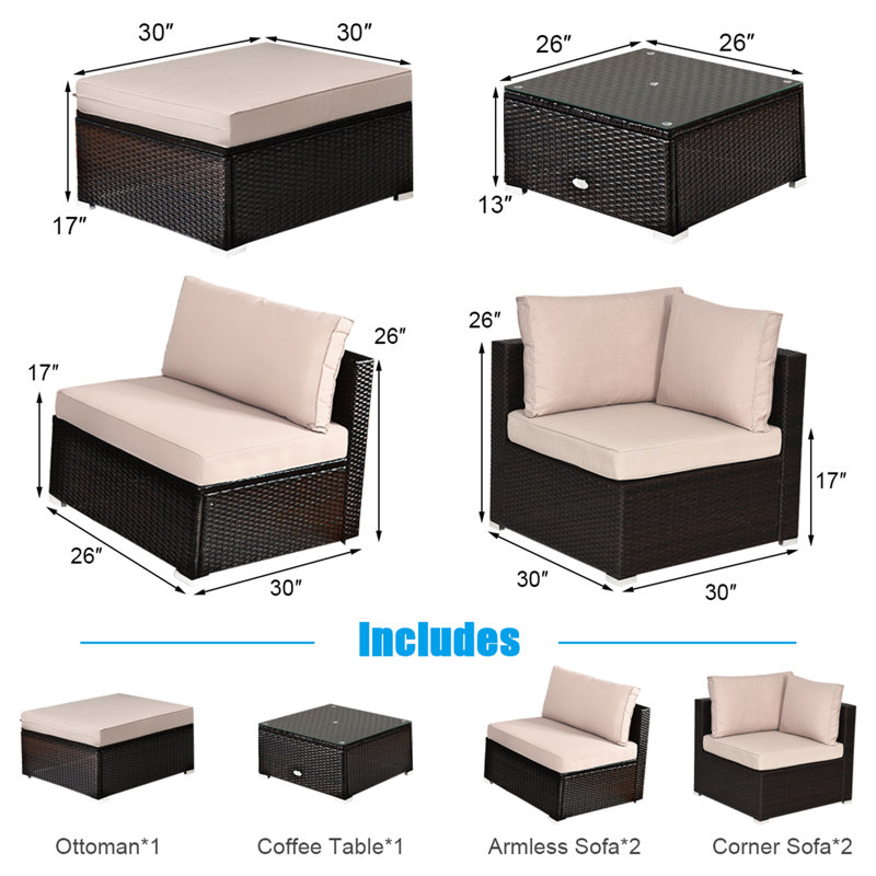 Planada 5 - Person Patio Conversation Set with Cushions, Beige