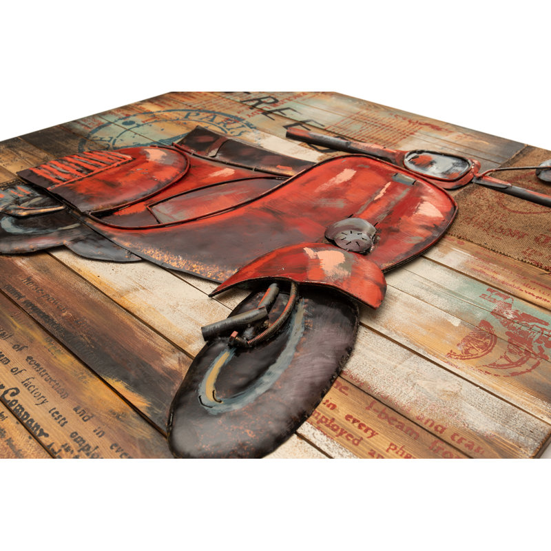 Reproduction d’art sur métal unique en forme de Vespa