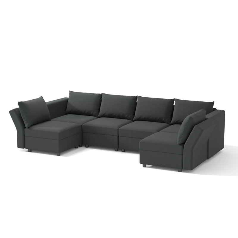 BOX MODULE STO SOFA 116'' 6 Piece Upholstered Modular Sectional Sofa with Storage