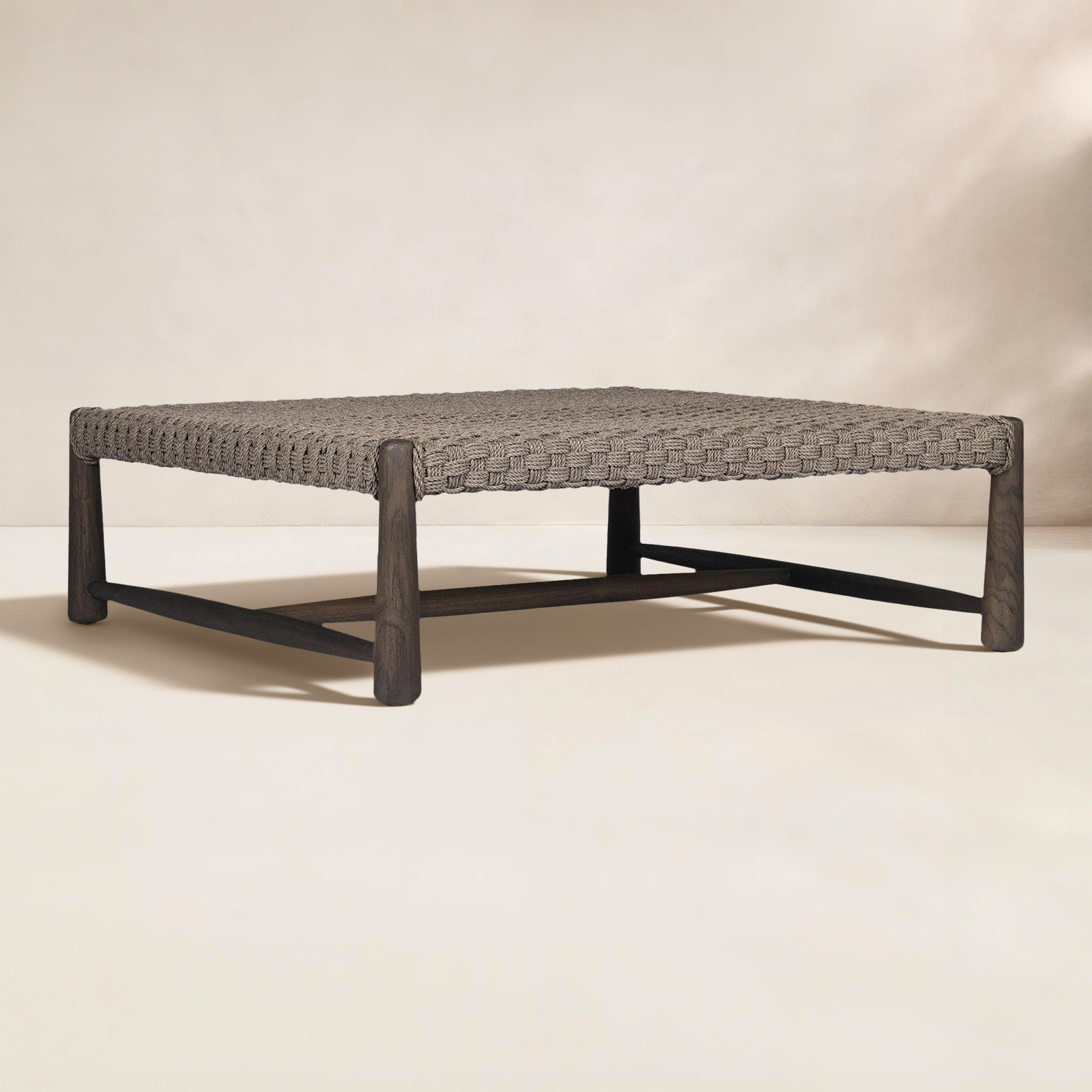 Savio Outdoor Coffee Table, Dark Textured Woven