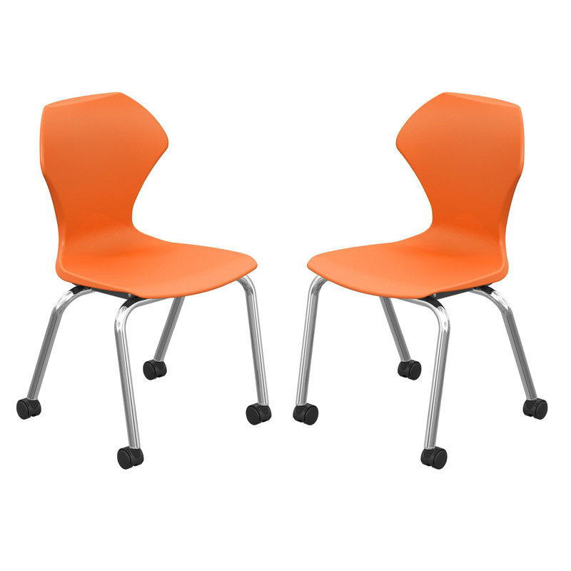 Chaise de classe avec roulettes Apex Series, Chrome, Orange, 16"