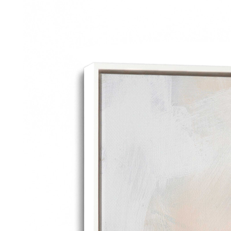 Ensemble de 2 motifs abstraits roses feutrés, Cadre flottant blanc opaque, H 37 po x l 50 po