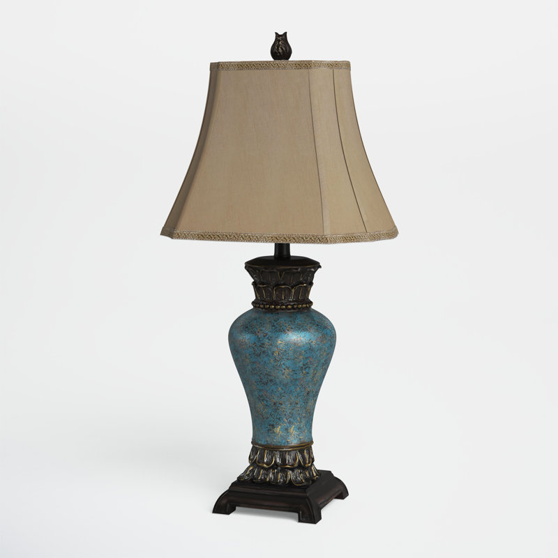 Lampe de table 30 po Fullilove, Bleu / bronze, Brun clair