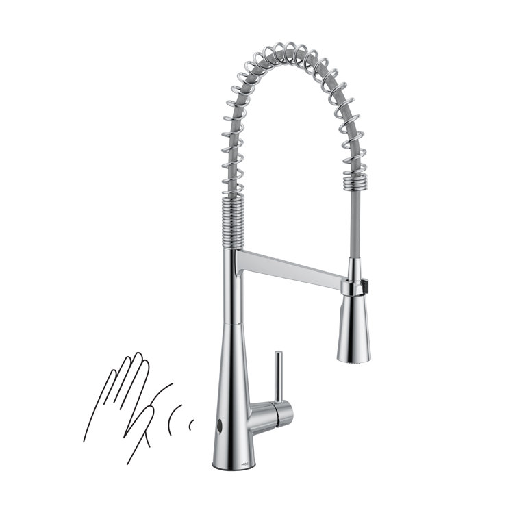 Moen Sleek MotionSense Wave Single Handle Pre-Rinse Spring Pulldown Kitchen Faucet