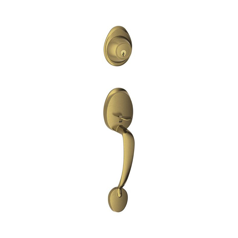 J Series Exterior Portion Handleset and Deadbolt (Interior Portion Sold Separately), Antique Brass