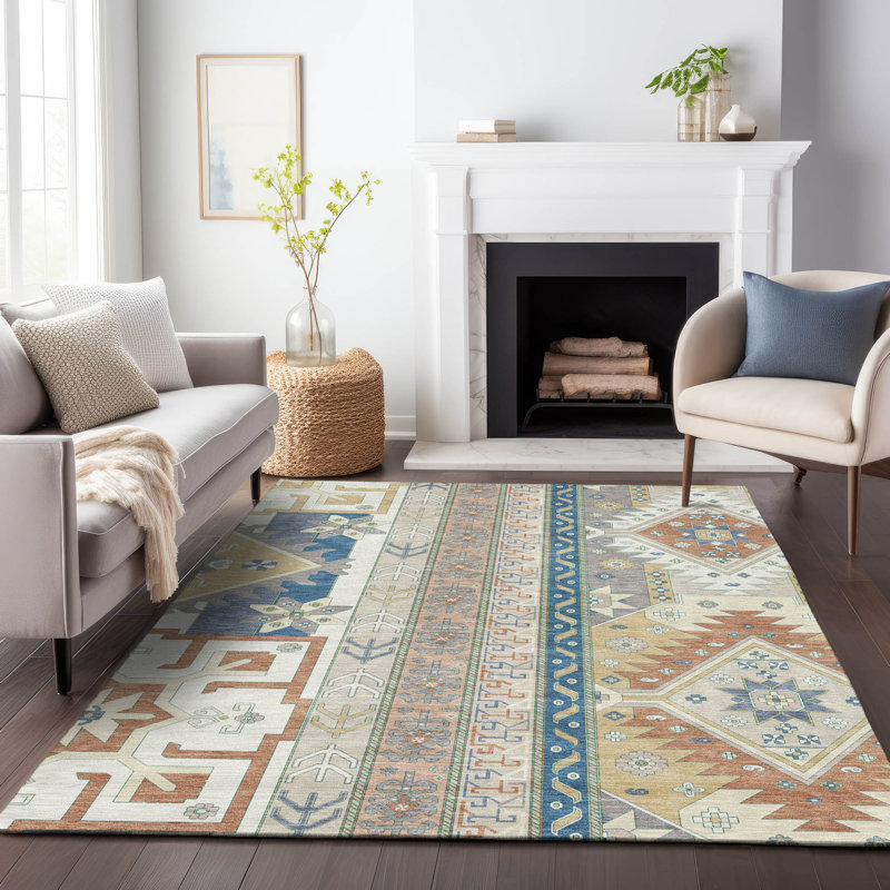 Machine Washable Indoor/Outdoor Chantille ACN1015 Ivory Rug, Rectangle 3' x 5'