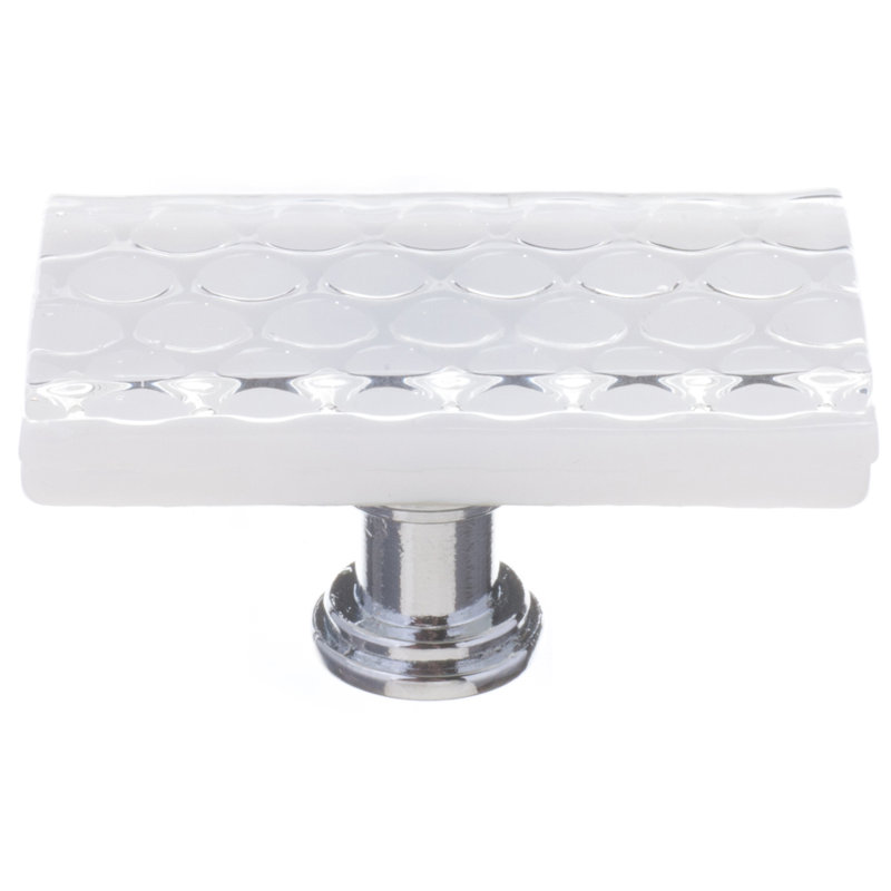 Rectangular Knob, White, Polished Chrome