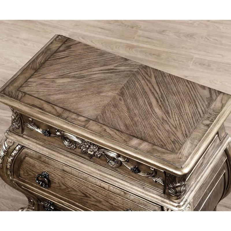 Table de chevet 3 en bois massif traditionnel avec tiroir doublé en feutre et glissières latérales en métal
