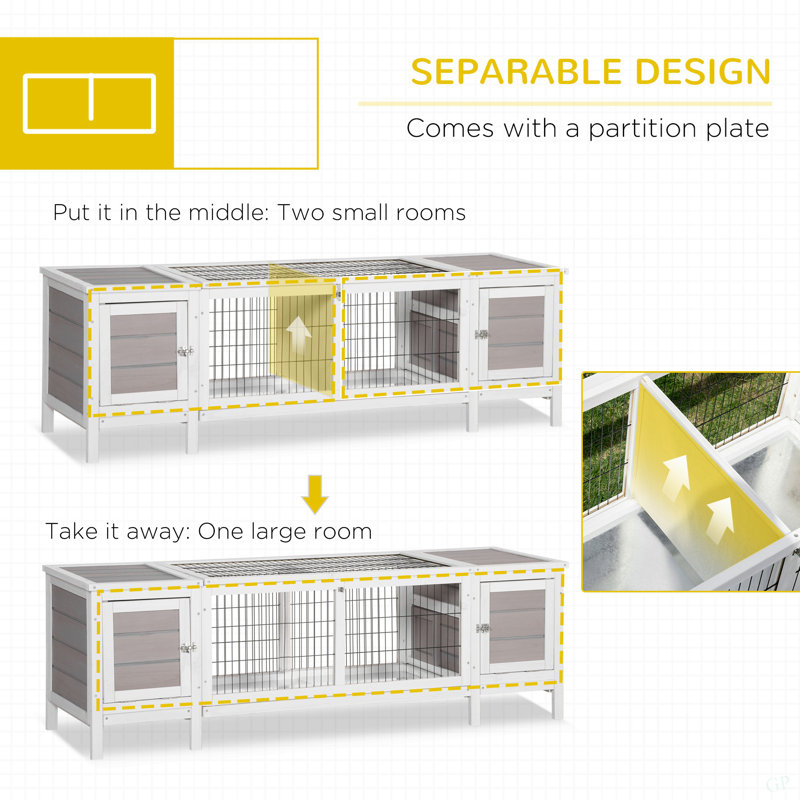 Maison pour animaux avec plateau coulissant et planche divisée pour l'intérieur, blanc