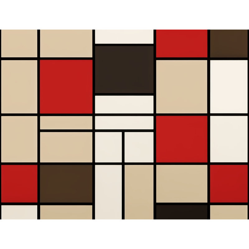 Rideau de douche Mondrian - décor de salle de bain moderne, H 73 po x l 70 po