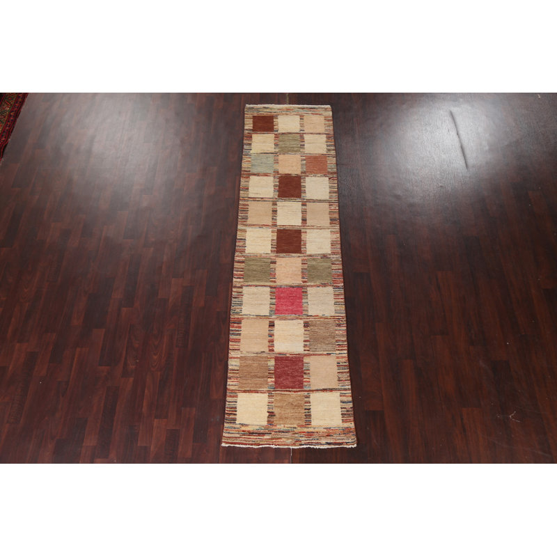 Tapis de couloir à damier Gabbeh Kashkoli