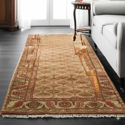Tapis brun en laine noué à la main Brannon