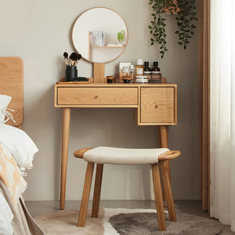 Makeup Vanity with mirror,2 drawers,1 chair