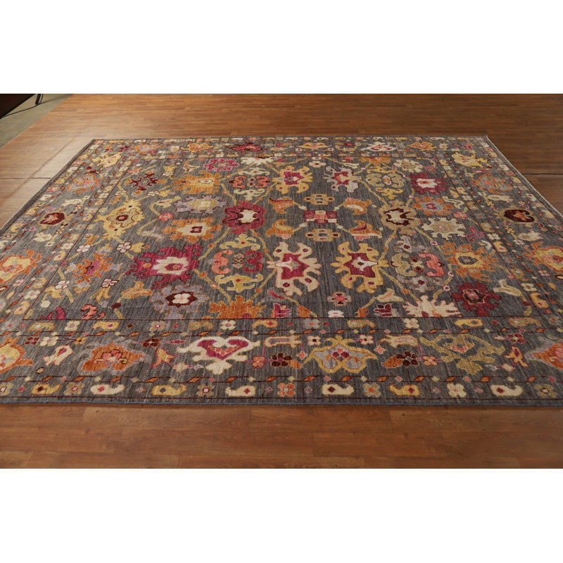 Vegetable Dye Gray Oushak Turkish Area Rug