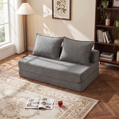 Canapé-lit 47 po pliable en velours côtelé avec 2 coussins sans assemblage requis