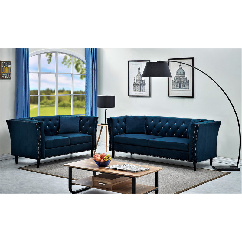 Cicero 80.3'' Velvet Sofa, Blue Velvet