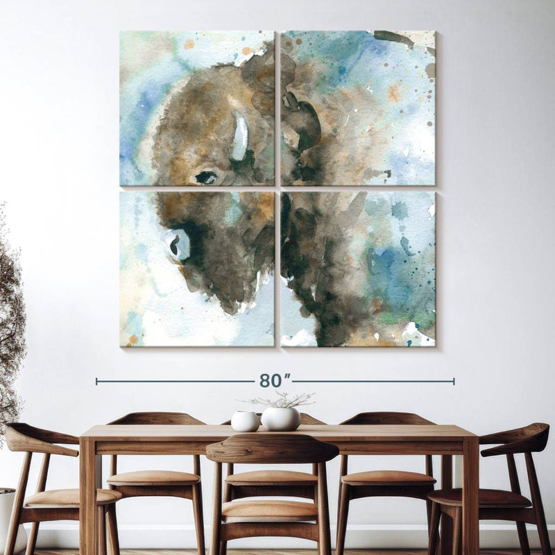 Brampt Buffalo On Blue, 74" H x 74" W