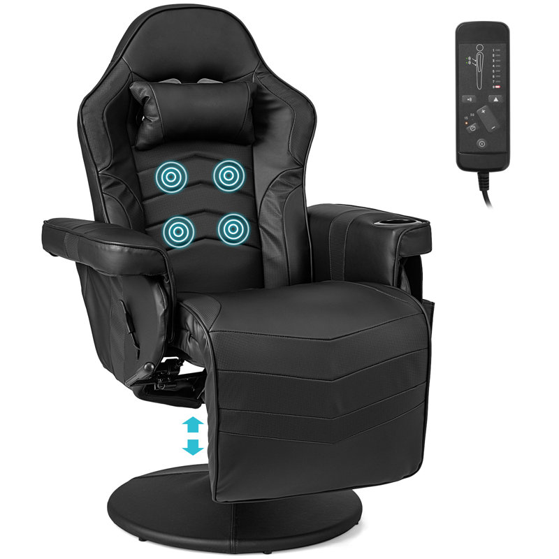 Ivy Bronx Reclining and Adjustable Height Rocker Game Chair in Black