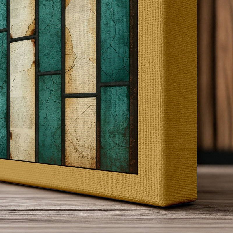 Weathered Stripes Industrial - Wrapped Canvas, 24x16 - 61.0 x 40.6 cm, Ochre Border
