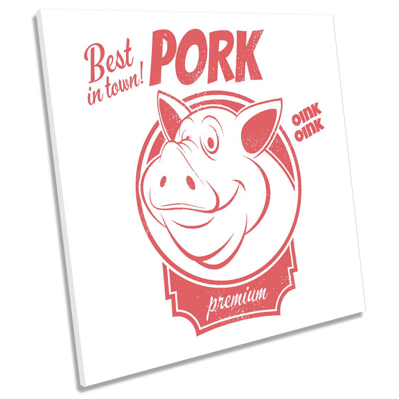 Z2329 Best Pork Kitchen Butcher - Wrapped Canvas Print, 40.6cm H x 40.6cm W x 2cm D