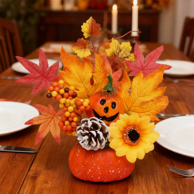 1 pièce ornement de bureau de citrouille de tournesol simulé, centres de table d'automne, décorations de table de l'Action de grâce, pour la décoration de table