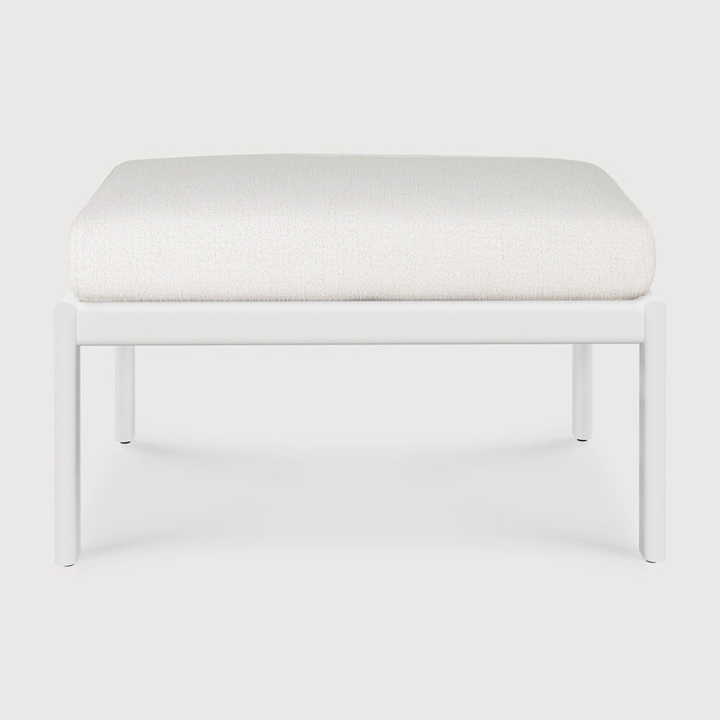 Jack Rectangle Outdoor Teak Ottoman Patio Ottoman, Off White, White