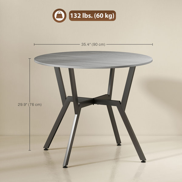 17 Stories Dining Table Round Kitchen Table w/ Steel Frame for Dining ...