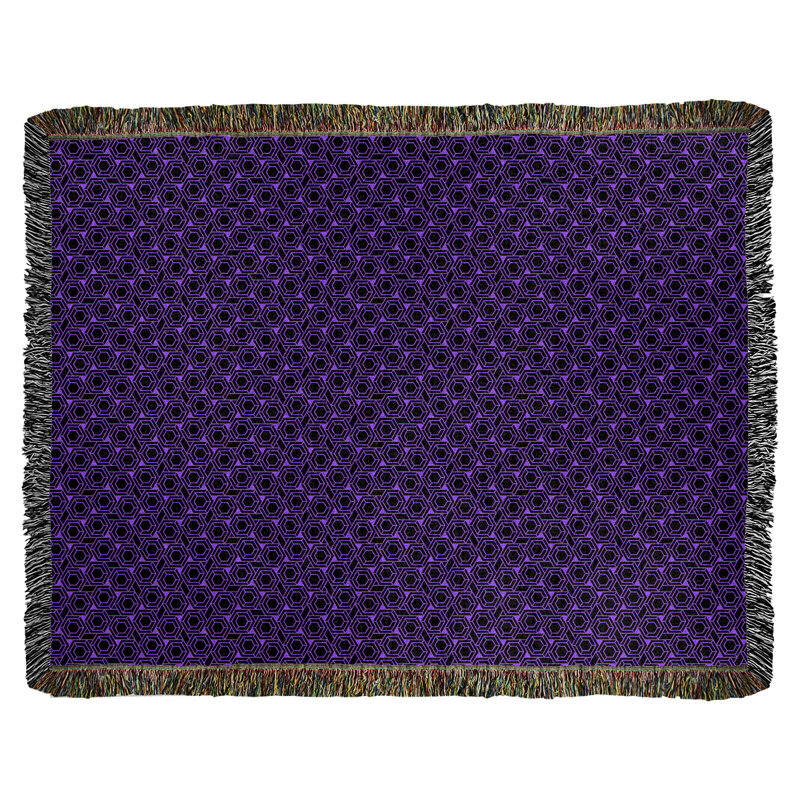 Couverture tissée hexagonale Katelyn Elizabeth, l 60 po x L 80 po, Mauve / Noir