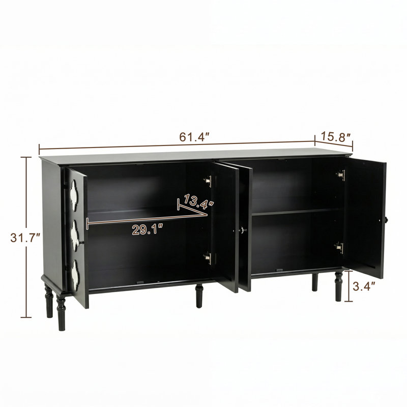 Petal-Shaped Decoration 4 Doors 61.4"W Sideboard