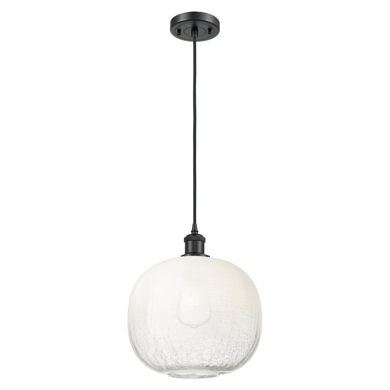 Ballston - Culpepper - Mini-luminaire suspendu à cordon 1 lumière 11 po, Opale, Noir mat