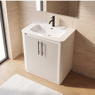 30" Free-Standing Single Bathroom Vanity with Ceramic Top
