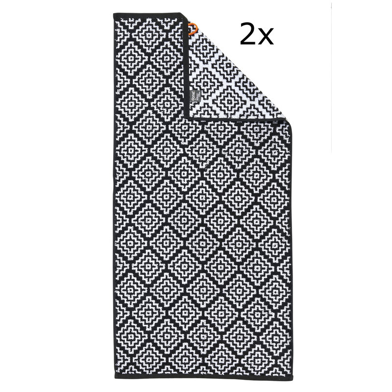 Francesca Cotton Midweight Hand Towel, Black