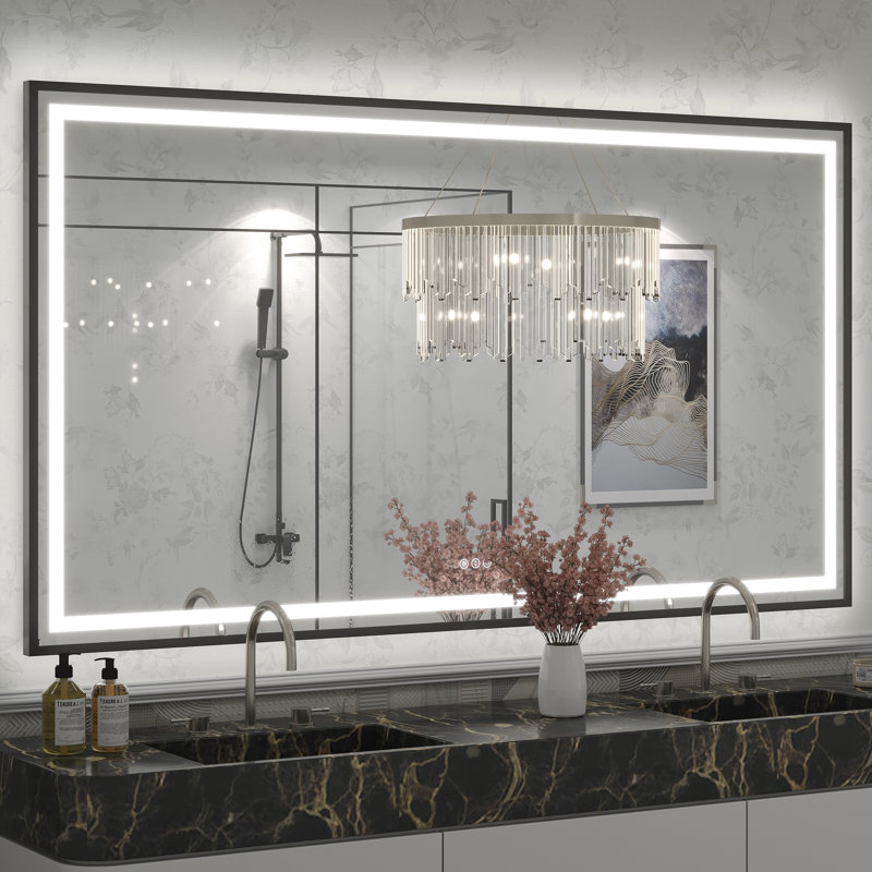 Miroir de salle de bain Molly Framelss, 72 po x 40 po, Noir