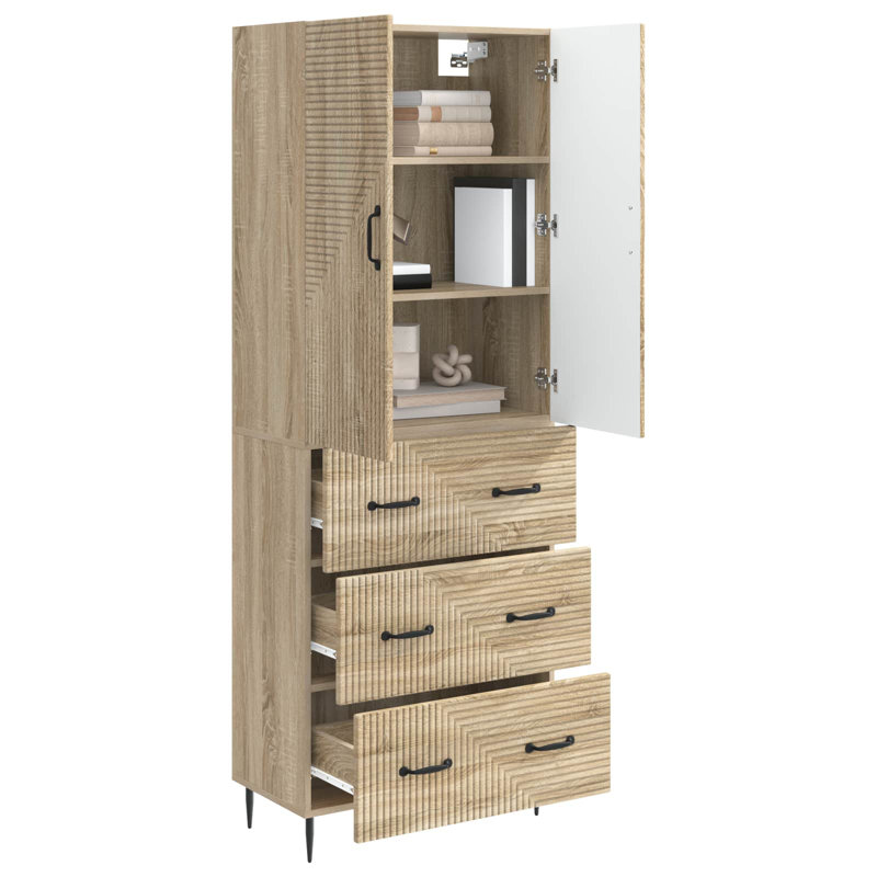 2 -Door 3 -Drawer 2 -Shelf Storage Cabinet, Sonoma Oak