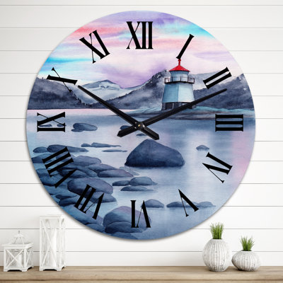 Une soirée avec un phare - horloge murale nautique et côtière