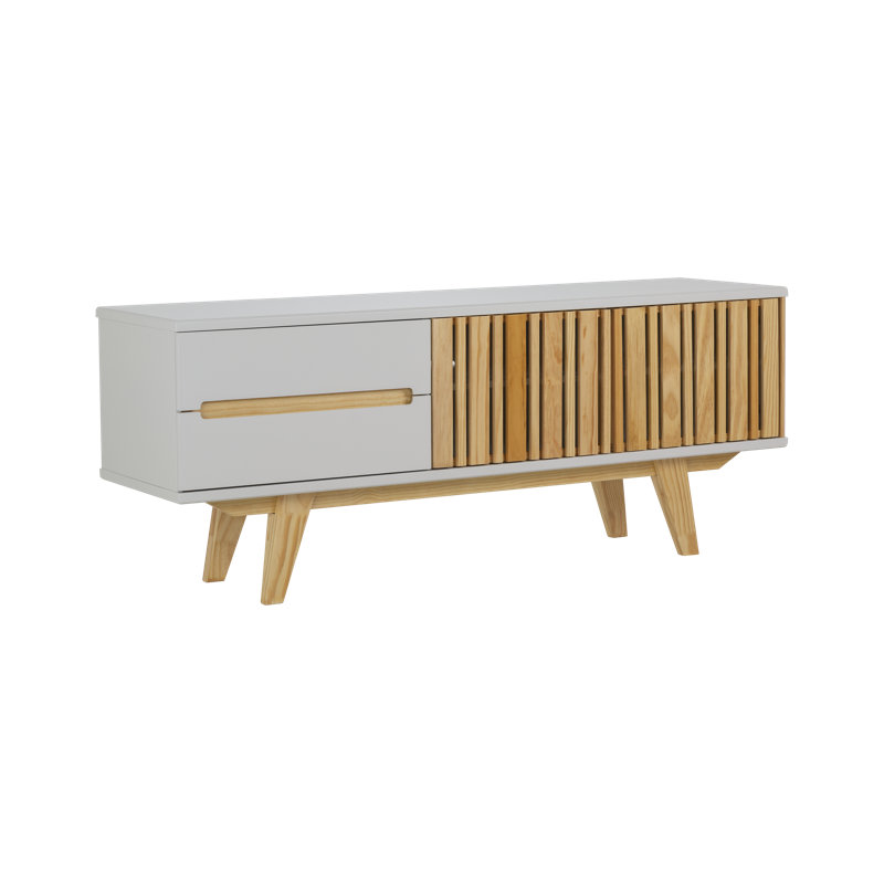 Duke Unfinished TV Stand for TVs up to 70, Off white/Nature