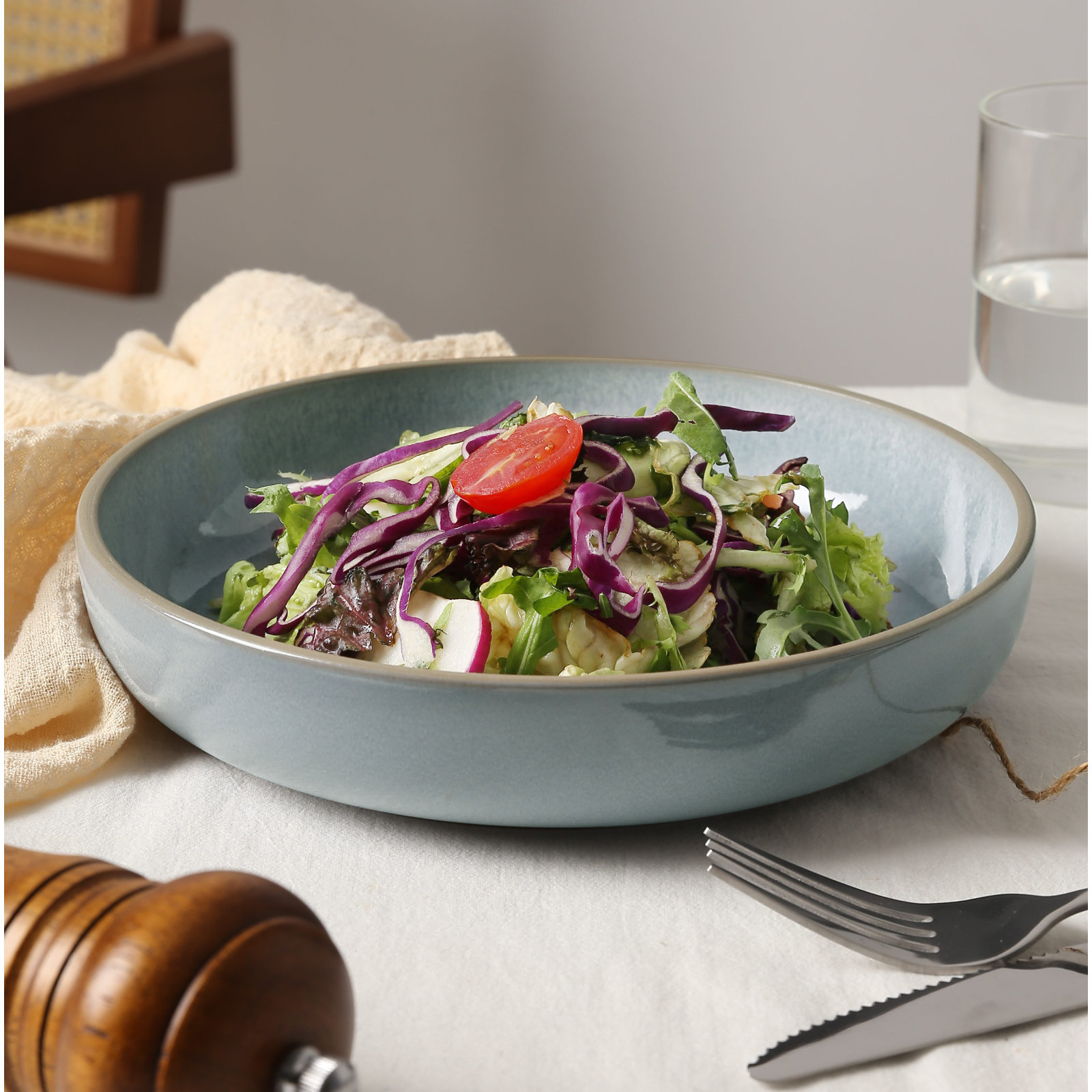 Willsboro 30oz. Stoneware Pasta Bowl, Light Blue