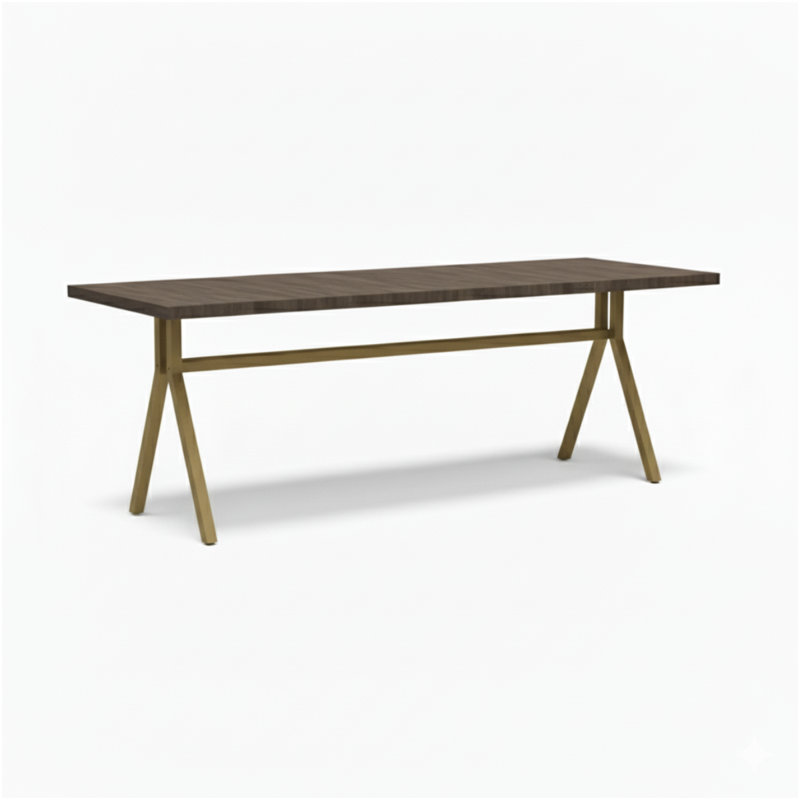 Strut Café Dining Height, 30"H x 60"L x 36"W, Gray Wood, Gold