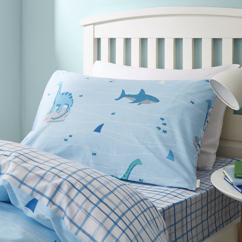 Dinoshark Tartan 100% Cotton Percale Fitted Sheet