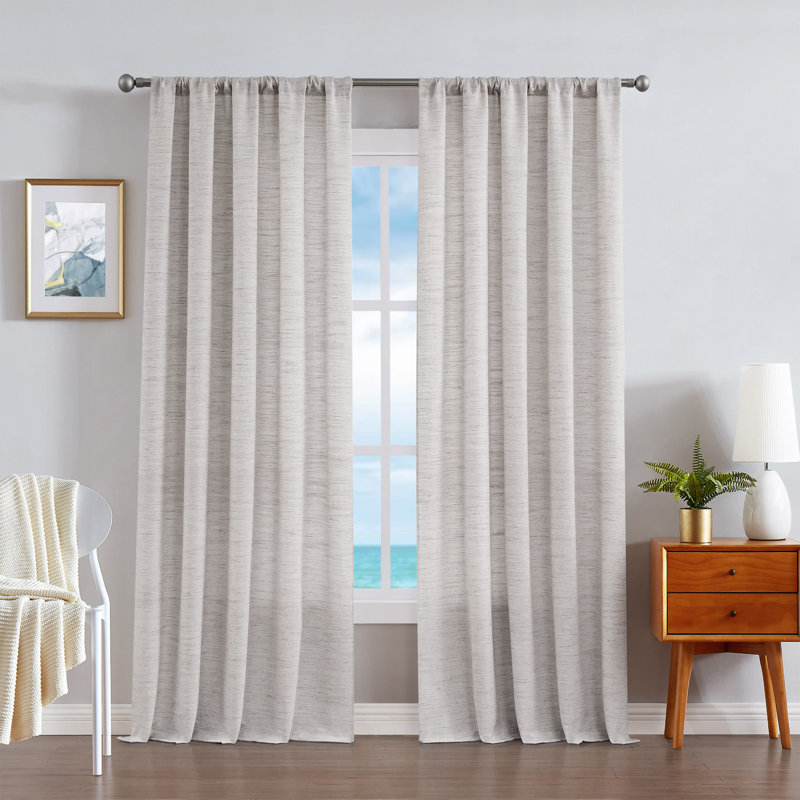 Nautica Light Filtering Rod Pocket Window Curtains Pair, 54" x 96", Natural