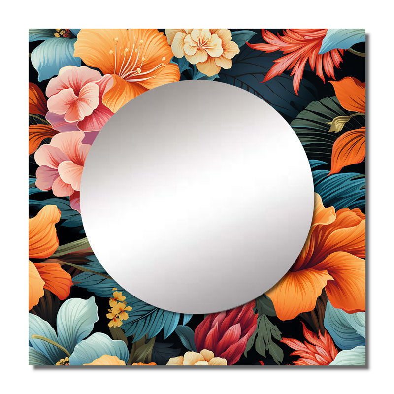 Tropical Paradise Botanical Paradise - Miroir floral carré pour décoration murale, 23 po x 23 po