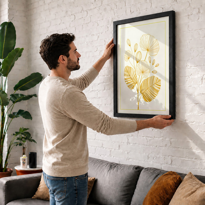 Delicate Study Botanical - Framed Print, A3 - 42.0 x 29.7 cm, Black