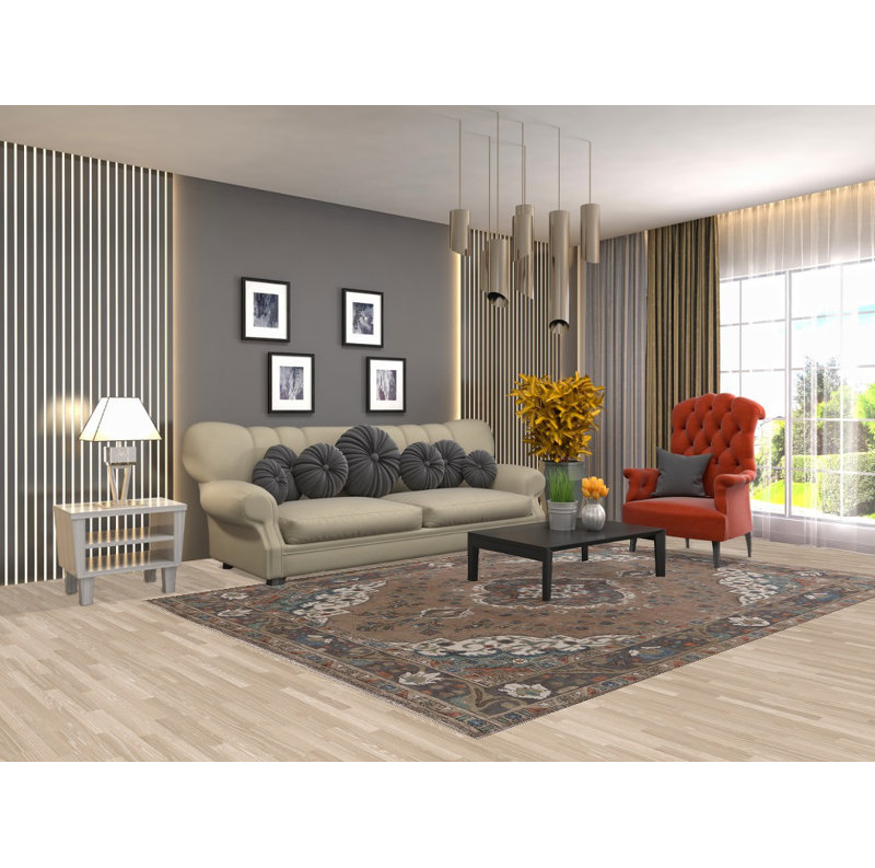 Brown Distressed Traditional Area Rug 7x10