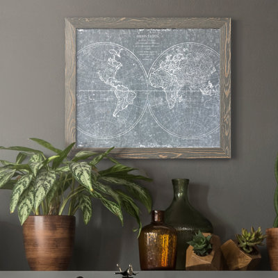 Carte du monde galvanisée, reproduction d'art graphique sur toile