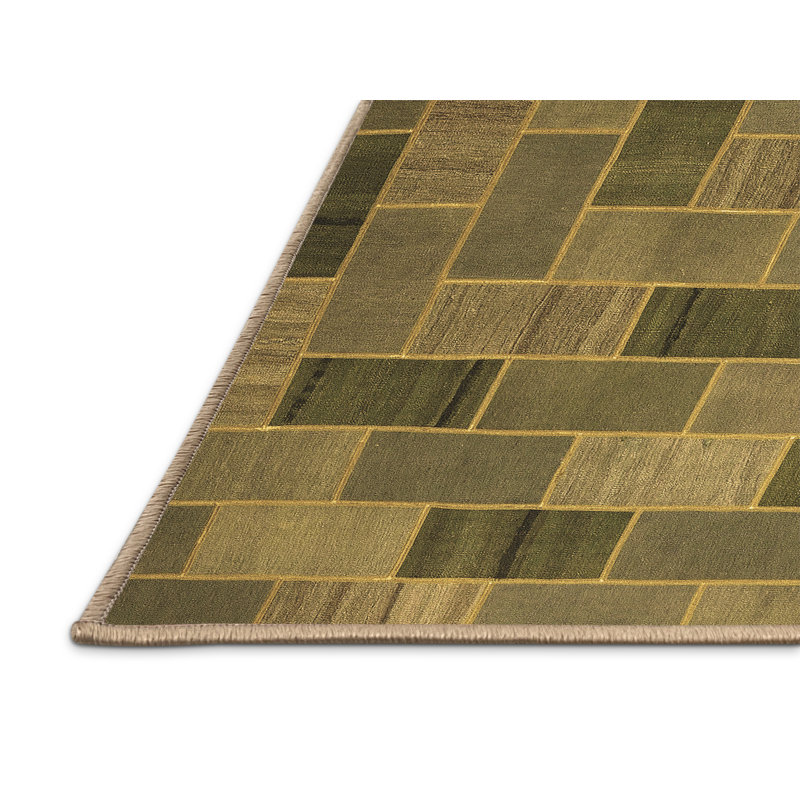 Washable Geometric Indoor Rug, Rectangle 6' x 9'
