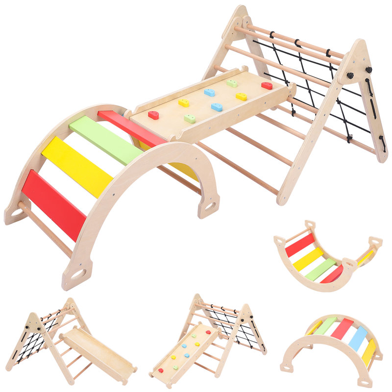 Yesurprise 38'' W Wood Climber, Wood/Multicolor