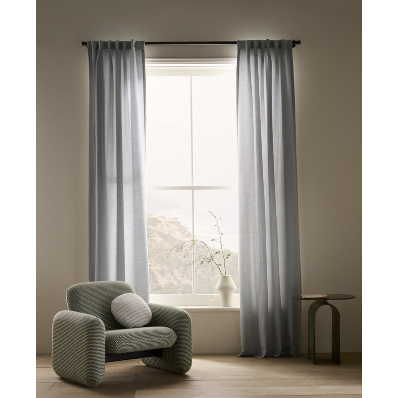 Sunbrella Landon Light Filtering Curtain, Slate, 50" W x 108" L
